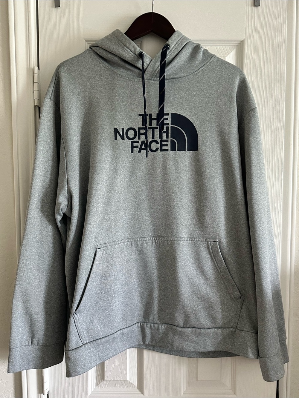 North Face - Men's Athleisure Gray/Blue Pullover Hoodie, Size XXL